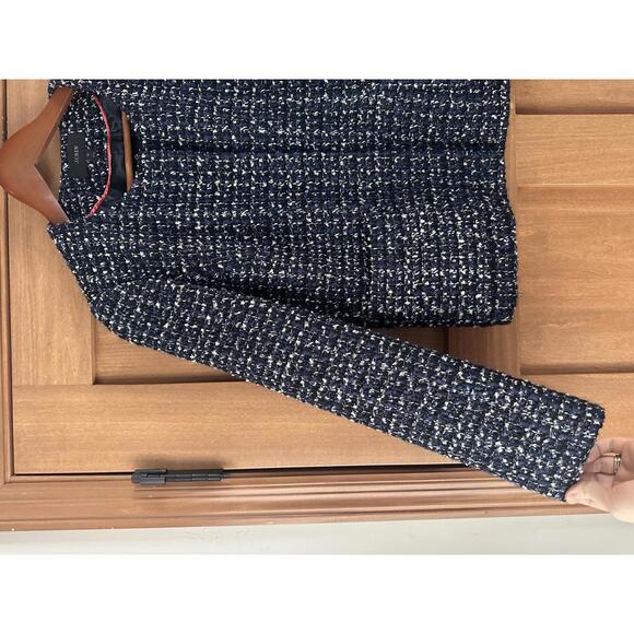 J.Crew Sparkling Blue Midnight Tweed Cropped Jacket Wool Blend Women’s size 10 - Picture 3 of 15